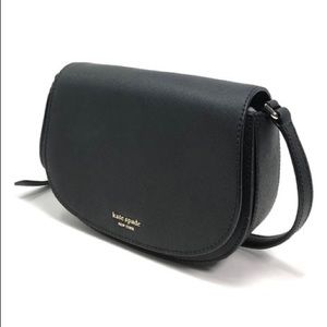 Kate Spade New York Black Reiley Flap Leather Crossbody Bag